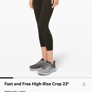 Lululemon Fast and free high rise 23” crop